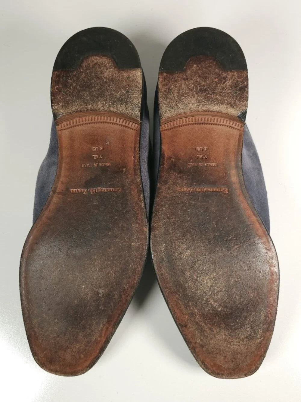 ERMENEGILDO ZEGNA Asola Loafers Blue Suede Soft Leather Size US 8